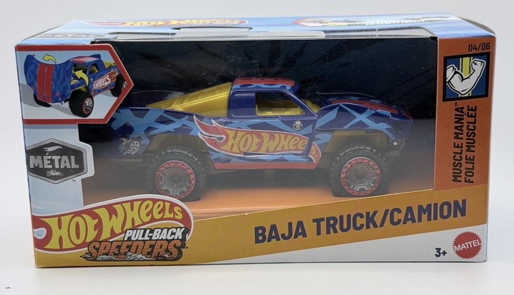 Hot Wheels Pull-Back Speeders Baja Truck Camion Metal Series Car